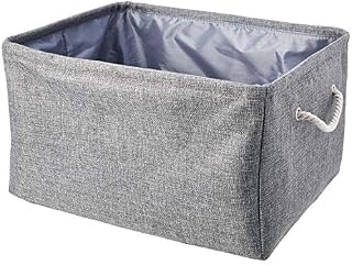 Amazon Basics Fabric Storage Basket with Handles, Large with Drawstring (2-Pack), Gray