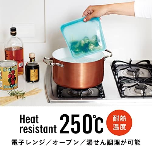 Stasher SSUA Silicone Bag, Aqua, Stand Up, Microwave, Storage, Cooking, Authentic Product in Japan - Thumbnail 4