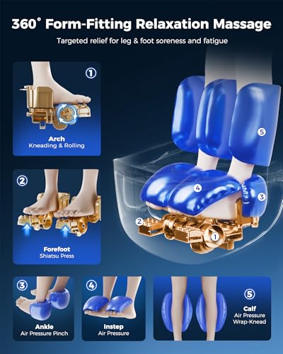 Image of KNQZE Shiatsu Foot & Calf Massager with Heat, Multi-Use Luxury Ottoman | 3-in-1 Massager, FSA Eligible, Foldable & Ergonomic Design, 3 Kneading /Air Squeeze / Heat Levels, Great for Home & Family