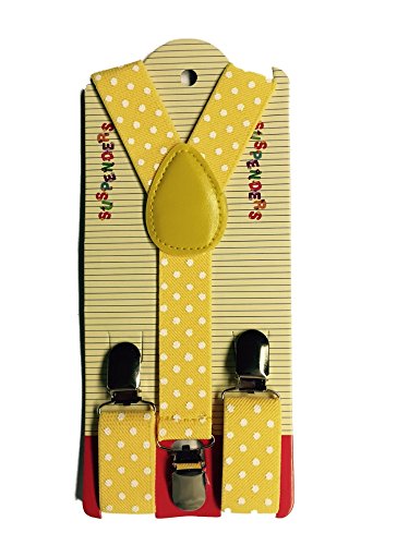 Youth 1" Clip-On Suspenders with Y-Back - Print (Yellow Polka Dots)2