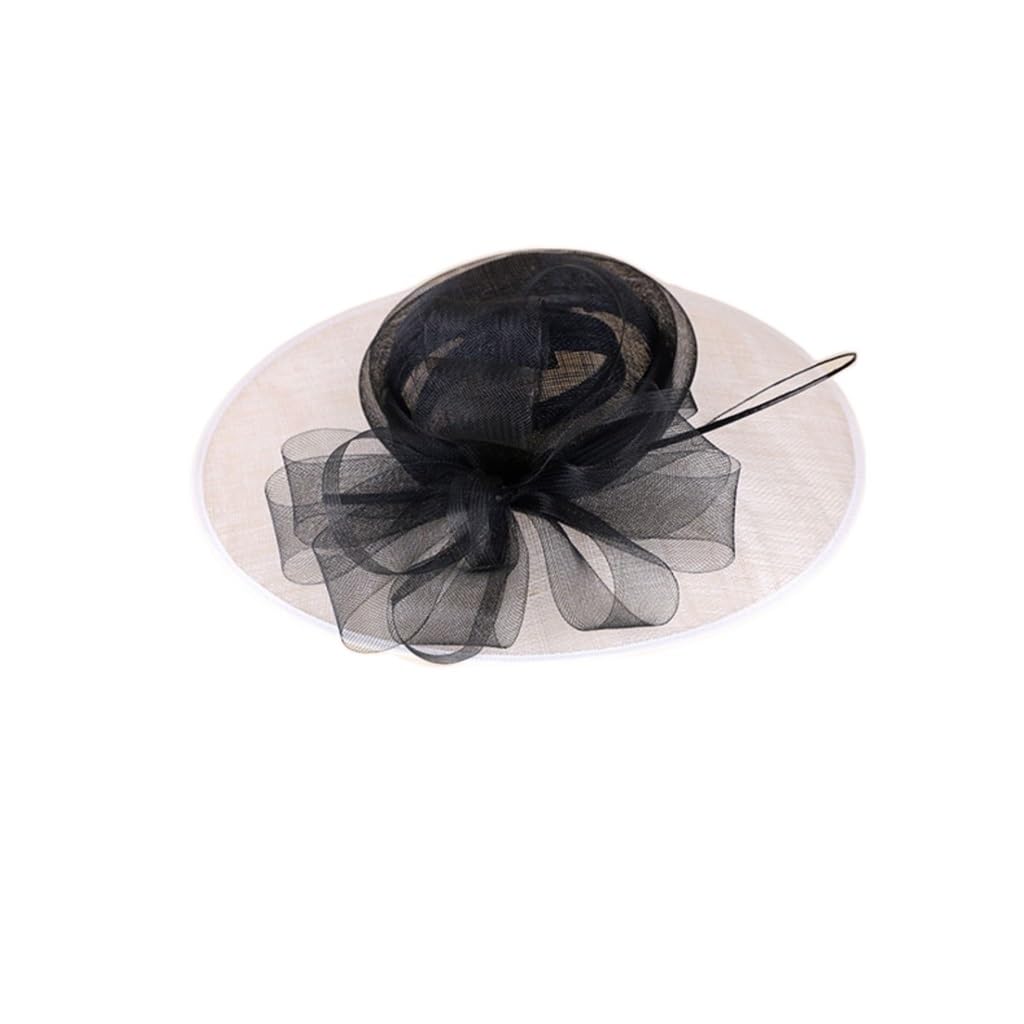 Chapeau haut de forme de banquet à nœud contrasté et voile de gaze