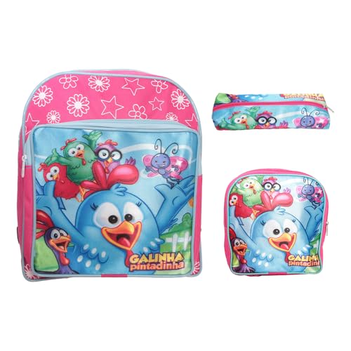 Kit Mochila Infantil Feminina Costas Lancheira Estojo Tam P