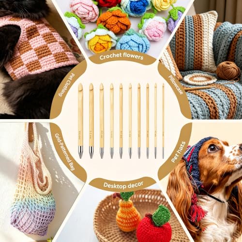 Image of Yarniss Tunisian Bamboo Crochet Hook Set with Swivel Cable 3.5mm-10.0mm