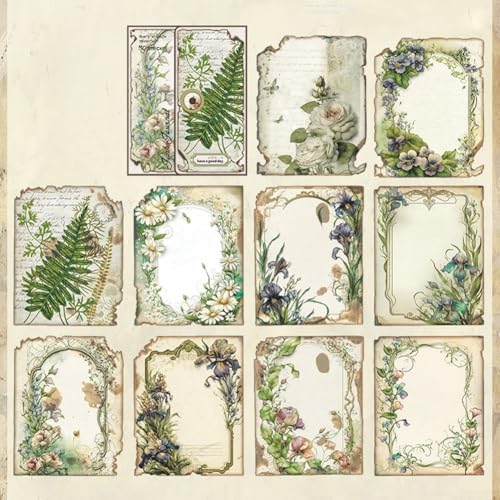 Vintage Materialien Papier 30 Stück perfekt für Scrapbooking und Basteln (5 Wunder in Grün)