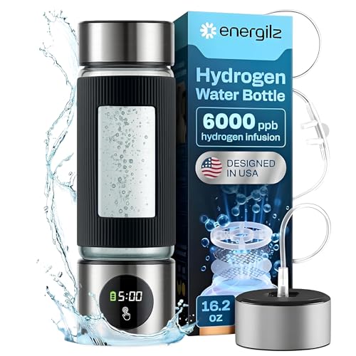 Energilz Hydrogen Water Bottle | 16.2 oz (480 ml) Hydrogen Water Generator | 6000 PPB Hydrogenator...