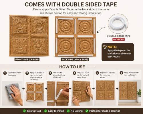 Image of SATYAM KRAFT 9 Piece Ganpati Bappa Backdrop Wall Panels (9 pcs Set) | 30 x 30 CM Each Panel | 90 x 90 CM DIY Mandap Background | 9 Panels | Includes Double-Sided Tape (Red)