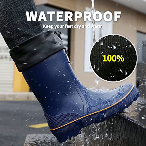 Image of HSBDNZQ Rain Boots for Men, Waterproof Mens Rubber Boots with PVC Unique Design, Comfort Lightweight Work Mud Boots, Resistant Durable Slip Garden Boots for Farming Gardening Fishing