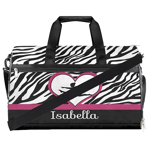 Personalized Gymnastics Bag Dance Bag for Girl Woman, Custom Gym Bag Sport Duffel Bag, Weekender Bags Travel Duffel Bag Zebra Print Gymnastics2