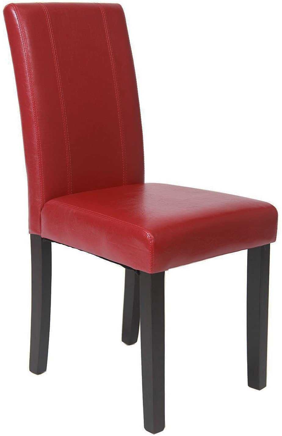 mcc direct Set of 2 Faux Leather Dining Chairs With Solid Wooden Legs For Home & Commercial Restaurants [Brown* Black* Red* Cream*] (Red) — image 1