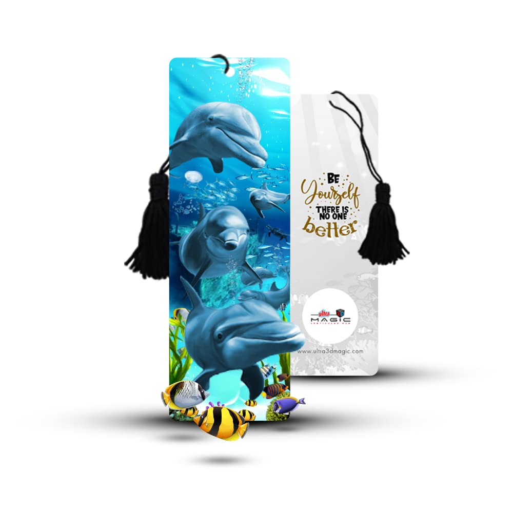 Ultra Premium & Colorful 3D Bookmark for Booklovers & Readers | Underwater Dolphin Theme | Waterproof | Artistic Book Accessory | Eye-Catching | Stunning Design | Ideal Gift | Birthday | Anniversary