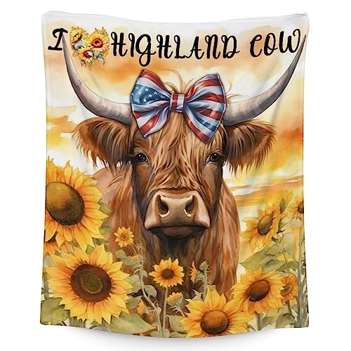 Mercuryelf Highland Cow Throw Blanket - Soft, Fuzzy & Warm - 30x40 Inches Small Blankets for Lap, Crib - Colorful Rustic Throws Gift for Highland Cow Lovers