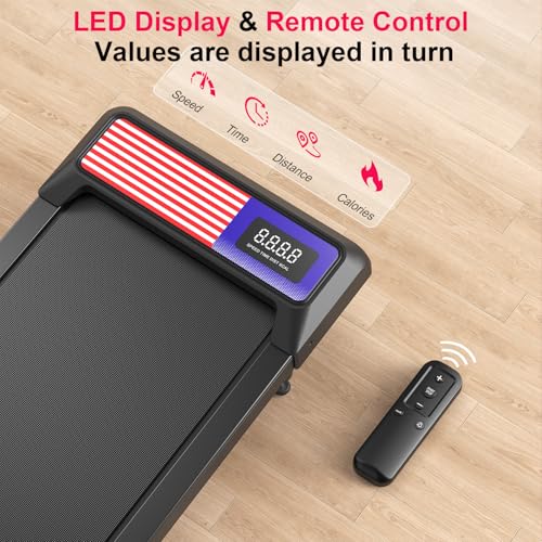 Image of Walking Mat Pad With Incline and Handle Bar, Treadmill with Handles, 4 in 1 Under Desk Treadmill, 2.5HP Low Noise Compact Treadmills Small Space with Remote Control,Portable Treadmills for Home Office