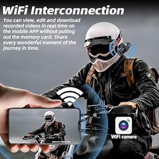 VSYSTO Helmet Camera, WiFi HD 1080P 150° Wide Angle Lens Intelligent Vibration Detection Power on/Off, Starlight Night Vision Waterpoof Bike Motorcycle Helmet Dash Camera, G-Sensor (Black)