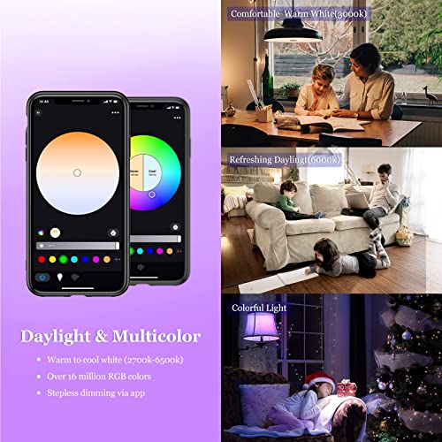 Vanance Smart Light Bulbs 4Pack With Remote, A19 E26 800Lm Color Changing Led Light Bulb, Wifi & Bluetooth 5.0, Warm To Cool White, Dimmable & Rgb Smart Home Lighting Works With Alexa Google Assistant #TOP1