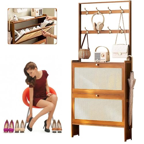 Meuble de rangement à chaussures armoires couloir placard mince en bambou pour entrée