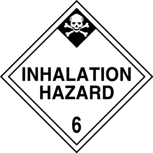 Image of Accuform MPL603CT50 PF-Cardstock Hazard Class 6 DOT Placard, Legend inchInhalation Hazard 6 inch with Graphic, 10-3 /4 inch Width x 10-3 /4 inch Length, Black on White (Pack of 50)