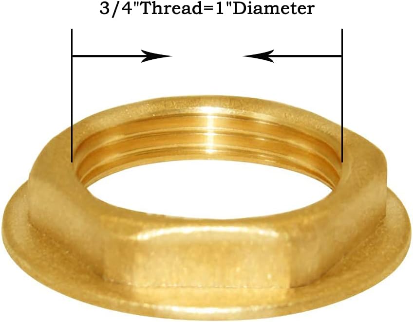 Joywayus 3/4" GHT Female Thread Brass Pipe Fitting Flange Hex Lock Nut For Plumbing and Nut Spacer Pipe Hose (Pack Of 10)