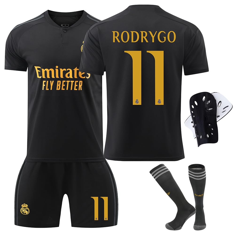 Madrid 23/24 Season League 2-Away RODRYGO # 11 Premium Replica Jersey Kit with Shorts & Socks - Men Youth Kids Breathable Football Uniform (16-3XL)