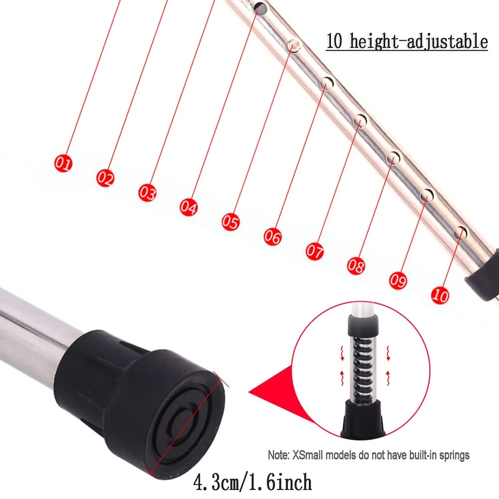 Muletas Plegables para Caminar, Muleta Axilar Adultos, Mango Ergonómico, 1 Unidad, Soporta hasta 100kg (Size : XS)