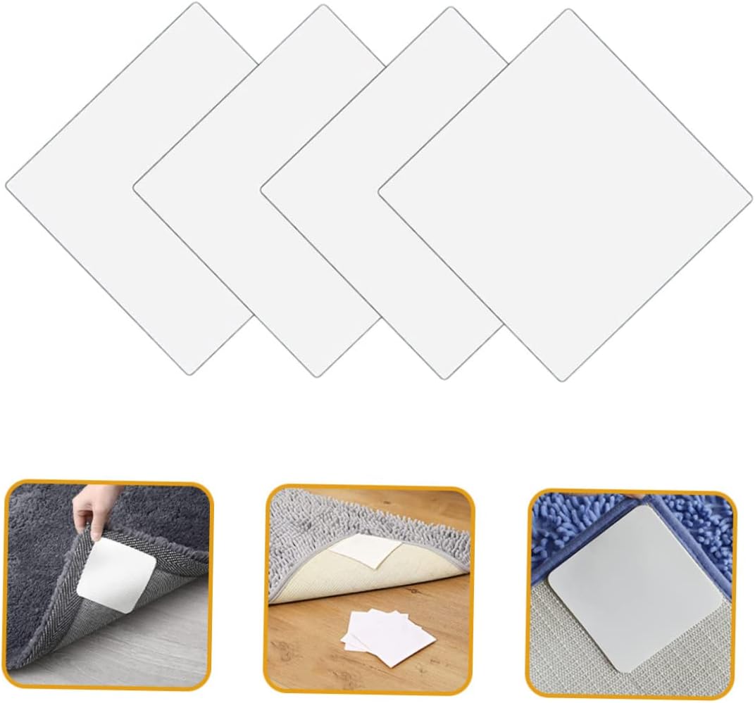 12pcs Slip for Area Rugs Square Carpet Stoppers to Prevent Sliding Hardwood Floors Washable Reusable and Secure