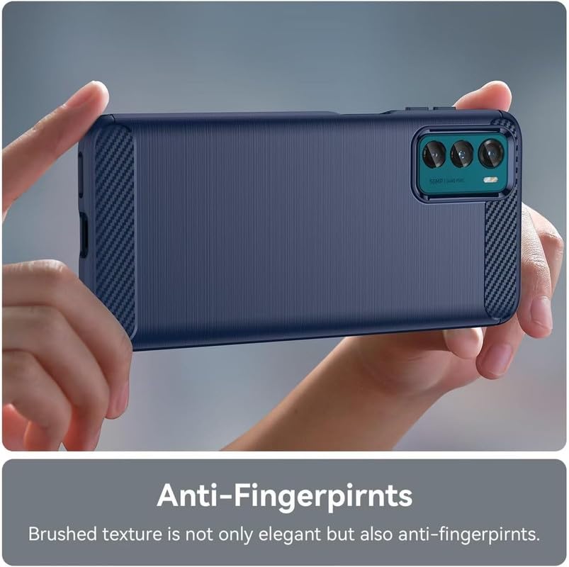 Image of NPRC Hybrid Ultra Slim Protective Case TPU Non-Slip Carbon Fiber Texture Shockproof Case Cover for Moto G42 - Blue