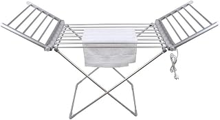 HomeTronix 20 Bars Winged Electric Heated Clothes Airer Dryer Indoor Horse Rack Fast Laundry Washing Drying Folding for Easy Storage Towel Shirts Bed sheets Dry Saves Energy