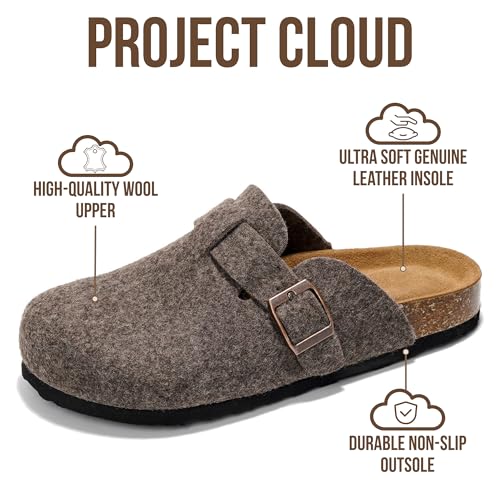Image of Project Cloud 100% Genuine Leather Footbed Clogs for Women - Memory Foam Arch Support Slippers for Women - Trendy Slip-ons Women's Mules & Clogs Sandals