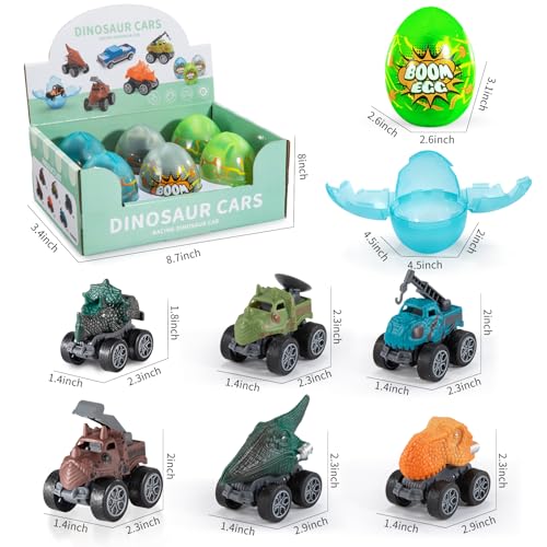 Beby Buty Easter 6 Pack Pull-Back Monster Cars in Luminous Eggs for Toddlers Kids, Fun Gift Toys for Boys and Girls 3-7 Years, Perfect for Easter Eggs Hunt, Birthday Party