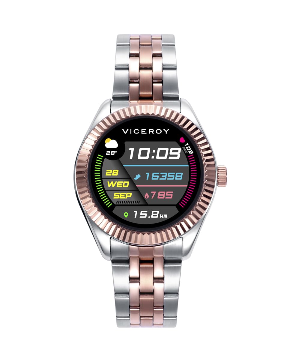 Viceroy 41122-70, Smartwatch Mujer SmartPro, Caja y Brazalete Acero Bicolor, Funciones Múltiples, IP68, Compatible Android/iOS