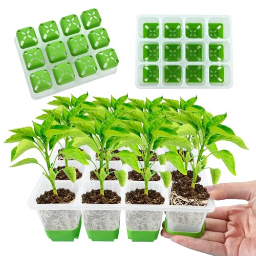 DIELOVEHUA 2PCS Bandejas Semilleros, Bandeja de Germinación Reutilizables, Bandejas de Cultivo con Flexible Pop-out Celdas, Bandejas Semilleros de Germinacion para Cultivo de Semillas y Plantas
