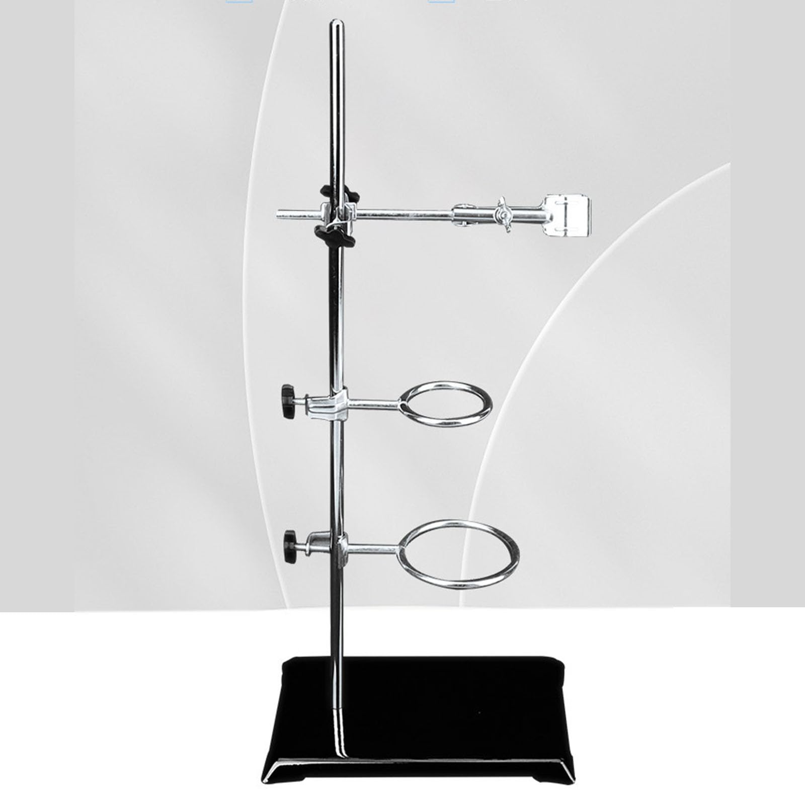 Soporte de laboratorio 35 cm para experimentos de química con superficie inoxidable y abrazaderas de apriete