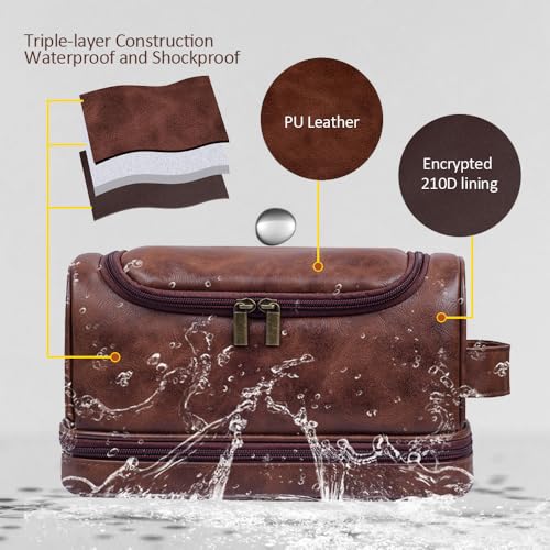 HDSD Personalized Travel Leather Toiletry Bag for Men Hanging Custom Groomsmen Gifts Cosmetic and Toiletries Bag (Black)3