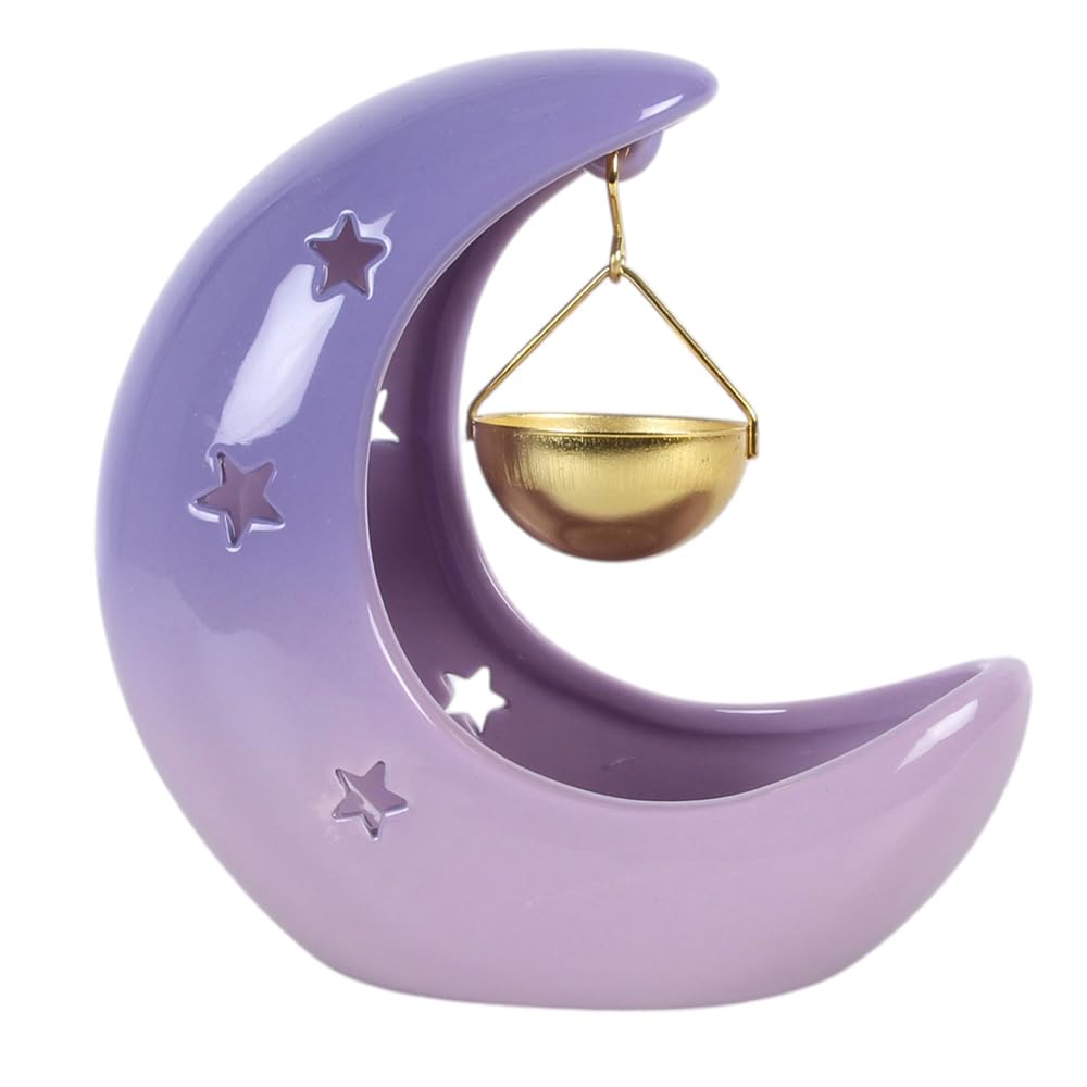 Purple Pastel Crescent Moon Hanging Oil Burner | Home Decor | Aromatherapy