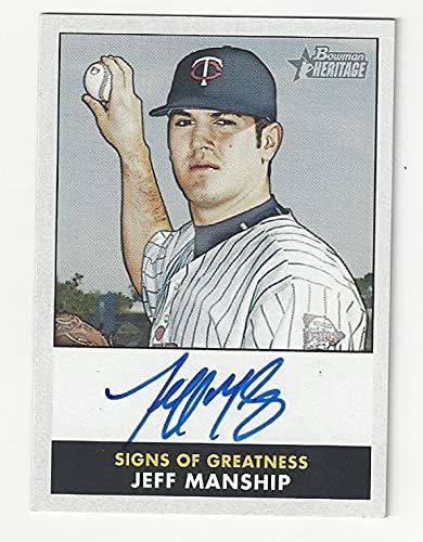 Jeff Manship Autographed Sign of Greatness Collectible Baseball Card - 2007 Bowman Heritage Baseball Card #SG-JM (Minnesota Twins) Free Shipping