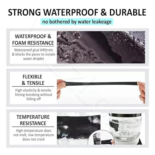 Image of VazzLox Crack Seal Glue 300g with Brush Black Rubber for Waterproofing Glue for Waterproof Roof Leakage Crack Seal Glue Roof Water Leakage Solution Water Proof Glue for Tile Wall