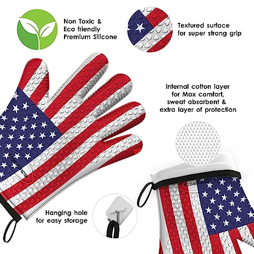 Image of KITCHEN PERFECTION Silicone Smoker Oven Gloves -Extreme Heat Resistant BBQ Gloves -Handle Hot Food Right on Your Smoker Grill Fryer Pit|Waterproof Oven Mitts Grill Gloves |Superior Value Set+3 Bonuses