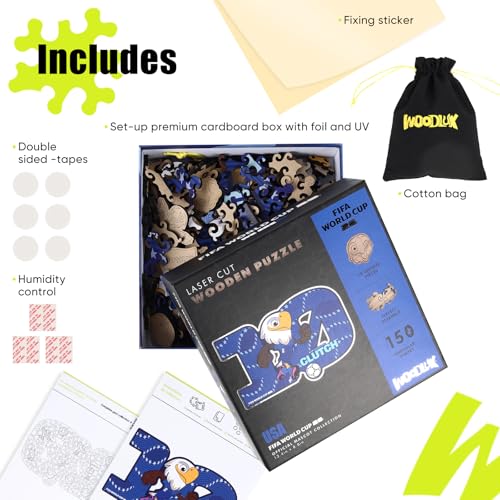 Image of WOODLUX FIFA 2026 World Cup USA Mascot The Bald Eagle 150 Pieces Wooden Puzzles for Kids & Adults, Irregular Shape Jigsaw Puzzle, 5MM Thick, Officially Licensed Product