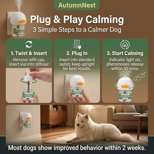 Image of 8-in-1 Calming Diffuser for Dog - Pheromone-Based Dog Anxiety Relief, 2 Plug-Ins & 6 Refills for 180-Day Stress Support - Helps Promote Calm Behavior, Safe & Non-Toxic, Anxiety Relief for Dogs