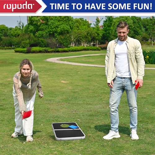 Image of ropoda Cornhole Board Set with Score Sheet, 4x2 /3x2 FT Regulation Size Corn Hole Games for Adults with Lightweight Aluminum Alloy Edging, Yard /Outdoor /Backyard Games