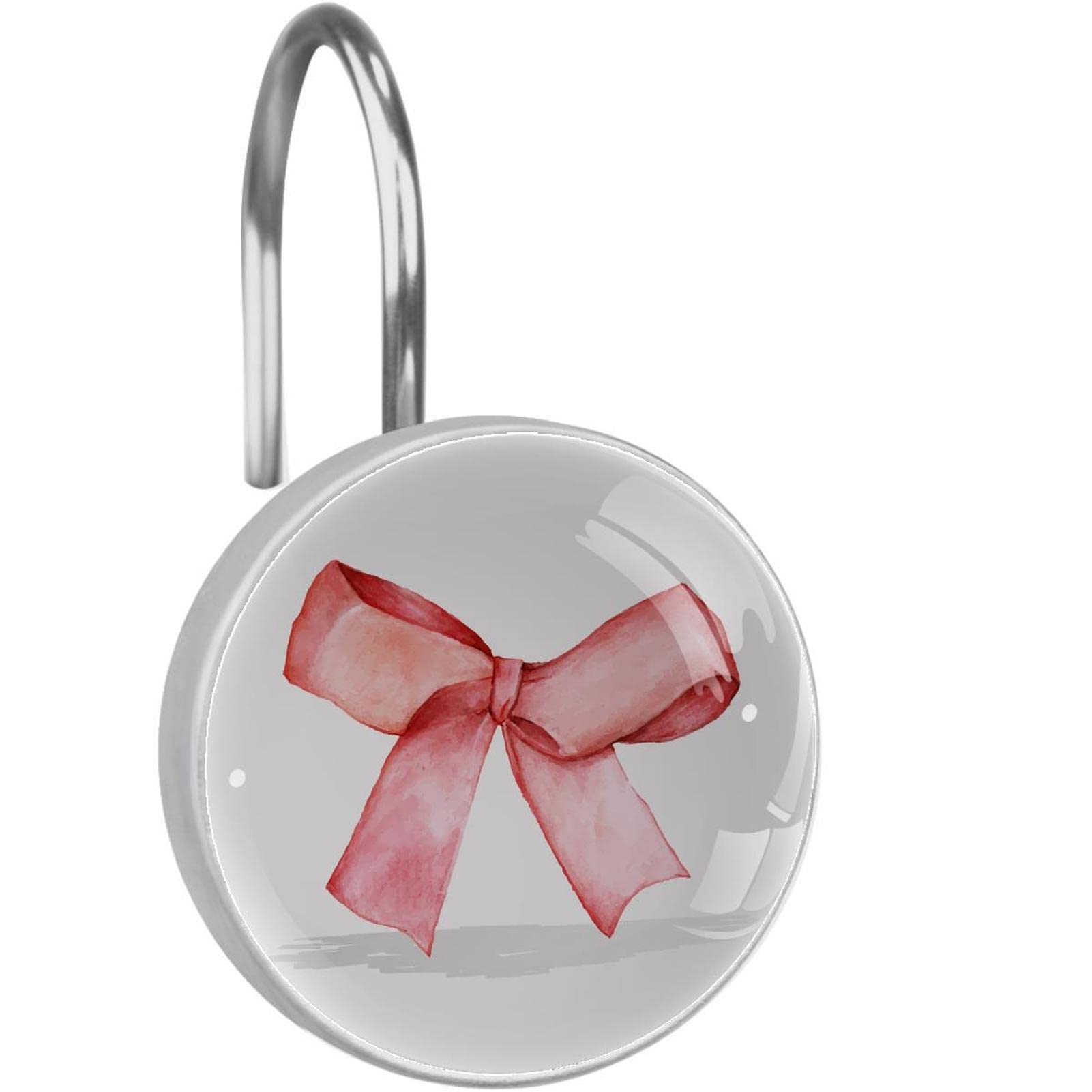 Anneaux de rideau de douche haut de gamme en acier inoxydable design ruban rouge x12