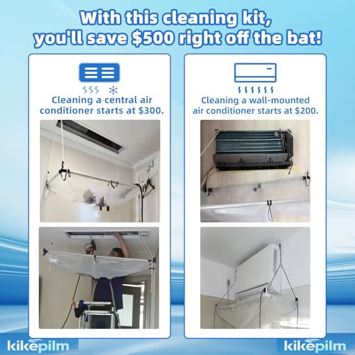 Mini Split Cleaning Kit Bag,Split Ac Unit Cleaning Bag Kit for Cleaning Wall-Mounted Air Conditioners and Duct Units(White, 21PCS with Kettle, Size: 33-122 Cm 15.35-48 Inches