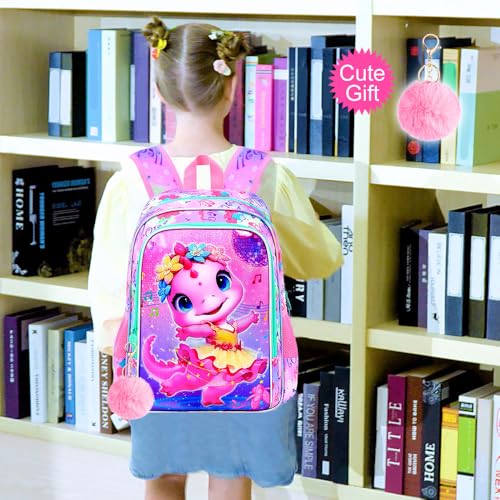 Image of WZLVO 3PCS Kids Backpack for Girls, Unicorn Dinosaur Animal Prechool Elementary Kindergarten School Bookbag with Lunch Box