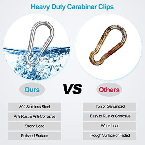 10Pcs Stainless Steel Carabiners Caribeener Clips, 1.57 Inch Small Caribeaner Spring Snap Hooks, Heavy Duty Keychain Clip, Qick Link For Keys/Water Bottle/Pet Tags/Feeders/Flag Rigging/Hiking/Camping #TOP5