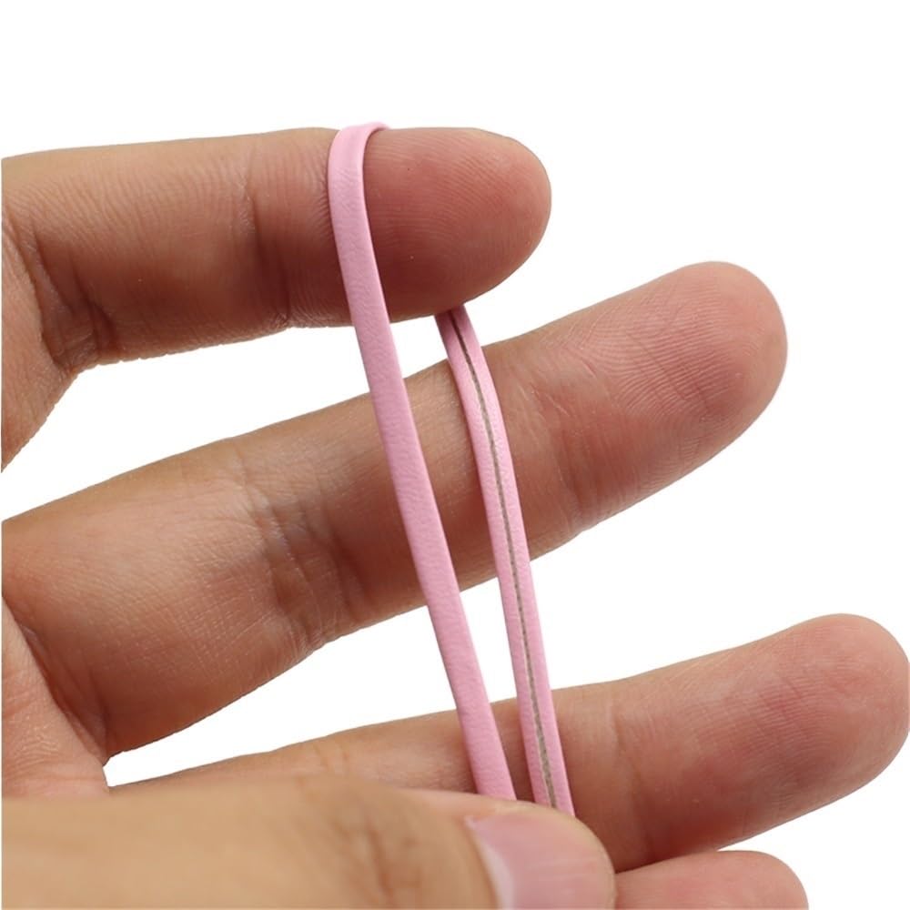 Płaska lina ze skóry PU, różowa, 2 metry i szerokość 2-9 mm(3mm)