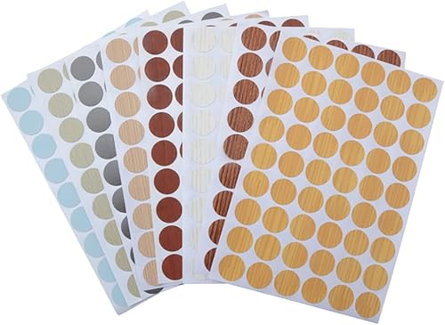 540 piezas autoadhesivas de PVC tapas de agujero de tornillo, calcomanías de grano de madera, calcomanías de sellado de tornillos, cubiertas de