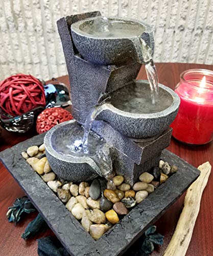 DANNER MANUFACTURING 03801 Aura Meditation Fountain with 3 Tiered LED Waterfall