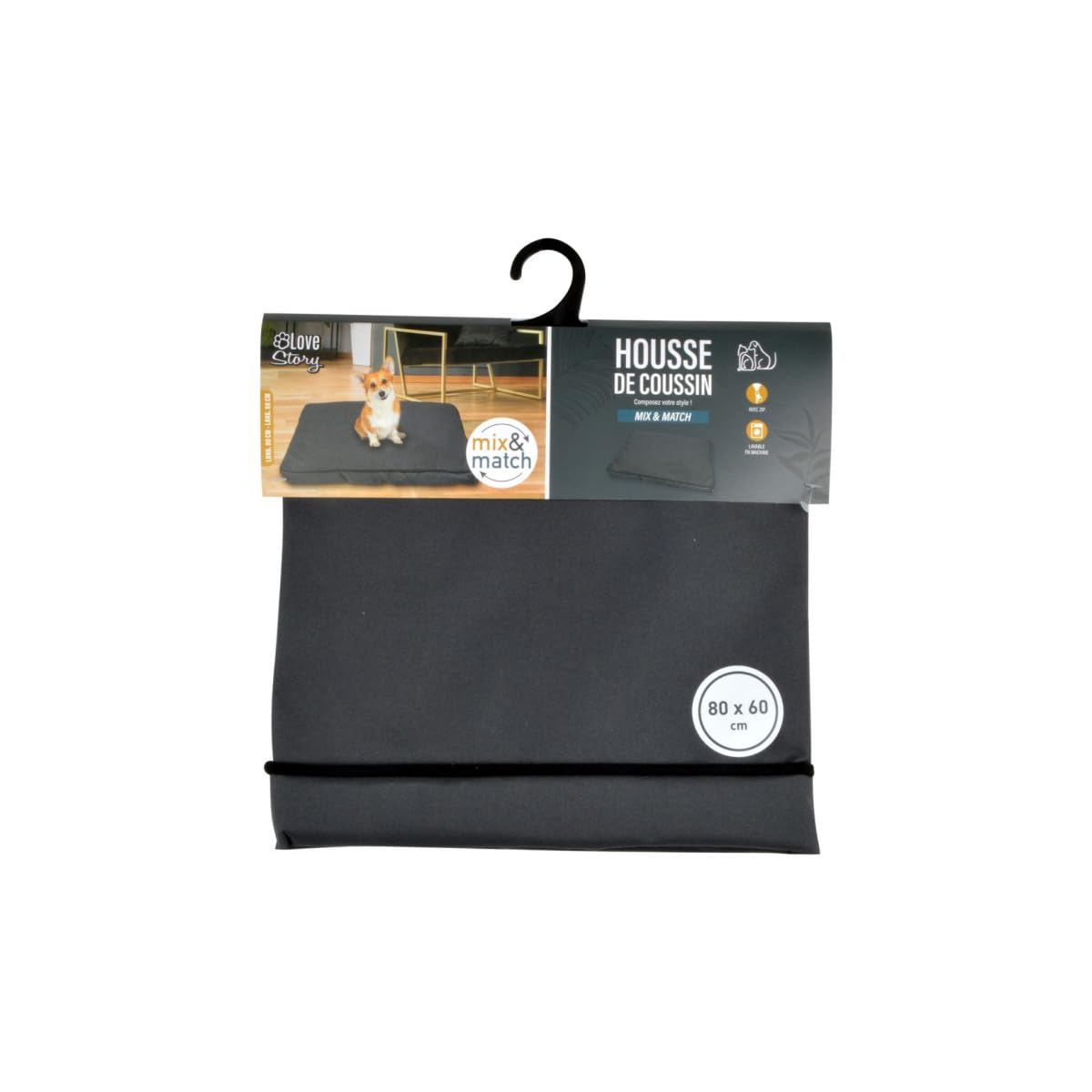 Paris Prix Housse de Coussin pour Chien & Chat Oxford 80cm Anthracite