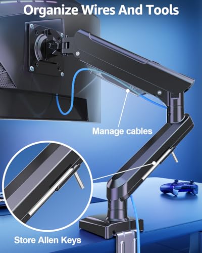 Image of Single Monitor Mount for 32 27 24 22 inch Screen, Monitor Arm Holds 4.4-22 lbs, Monitor Desk Mount, Gaming & Home Office Use, VESA 75x75mm & 100x100mm, Freelift Pro Black