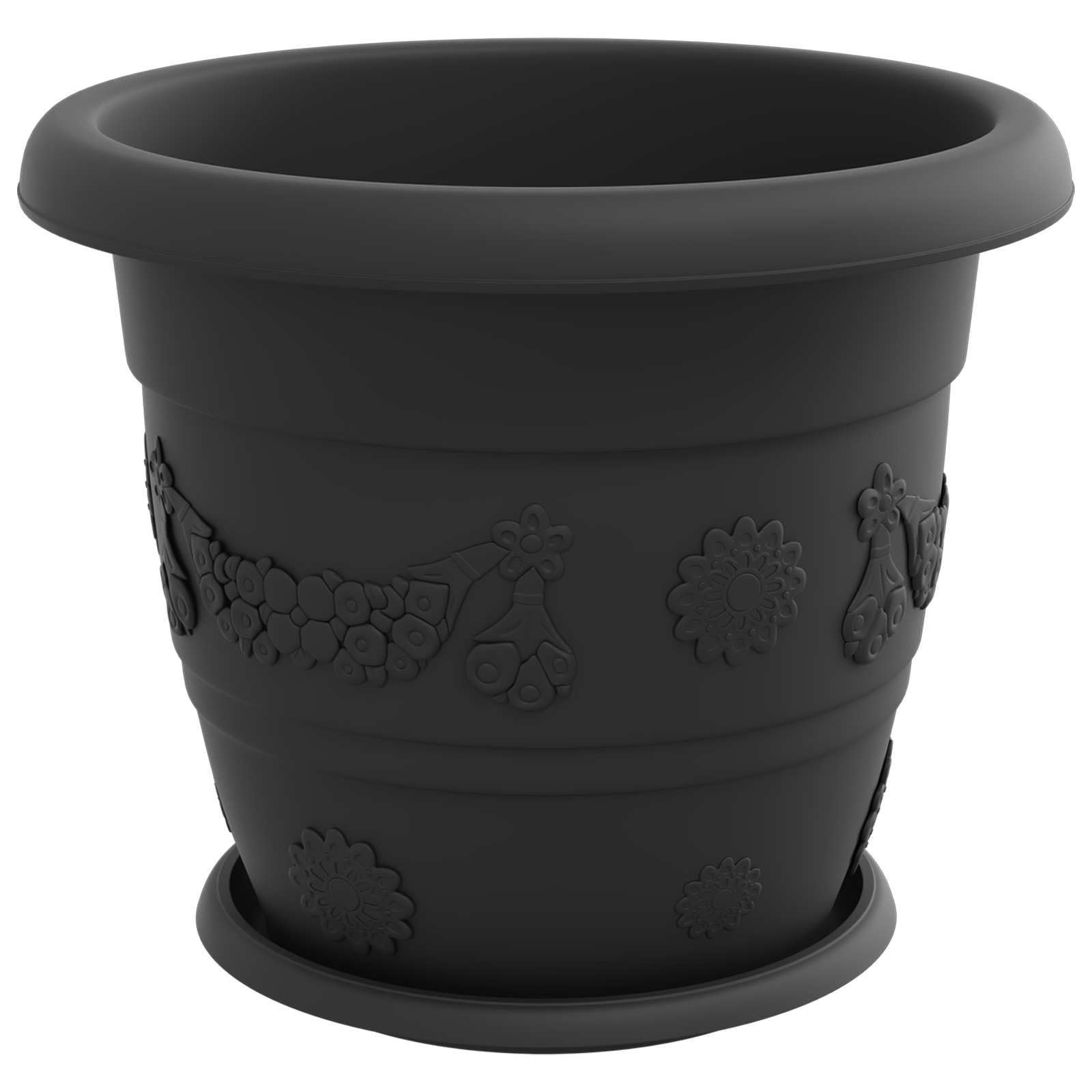 Doniczki 6 sztuk Czarny 34 x 28 cm Plastikowe Donice do Wnętrz i Ogrodu z Otworami Drenażowymi Nowoczesny Design Lekkie i Trwałe