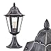 Produktbild Außenleuchte Lignac, Sockelleuchte in antikem Look, Aluguss in Schwarz/Silber mit Klarglas-Scheiben, Wegeleuchte 74 cm, Retro/Vintage Gartenlampe, E27-Fassung, max. 60 Watt IP44